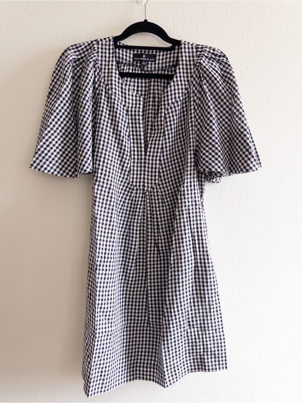 Pomander Place Black Gingham Cotton Linen Blend Finley Dress size Small #Y22375T